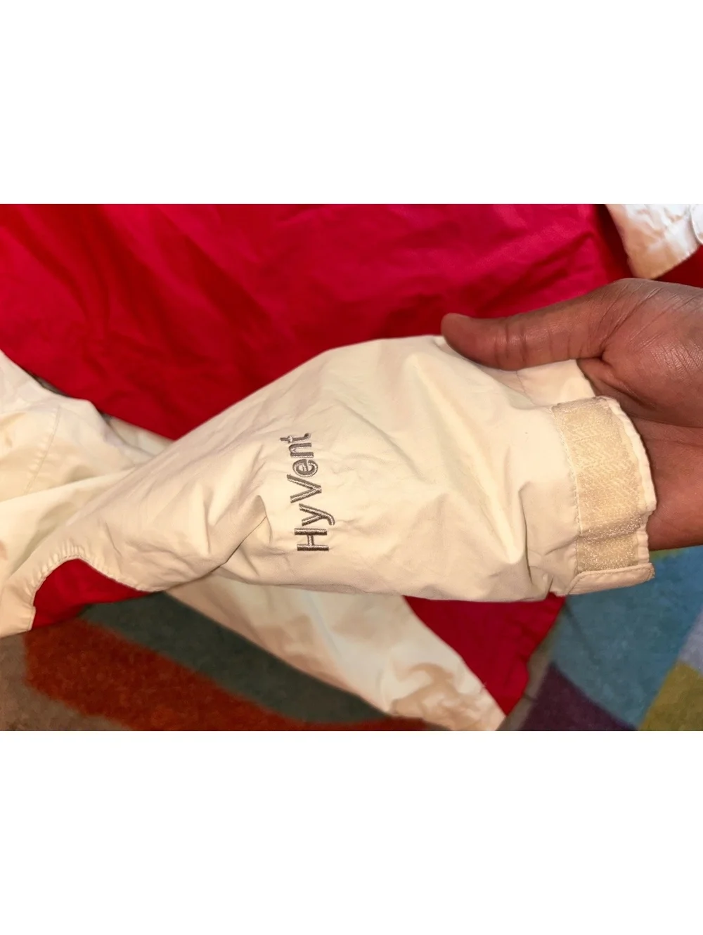 The North Face HyVent Red and White Waterproof Jacket